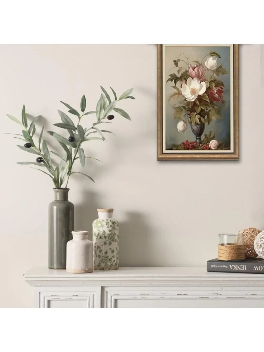 Chic Vintage Ceramic Vase Set of 3 - Retro Floral Home Decor for Living Room